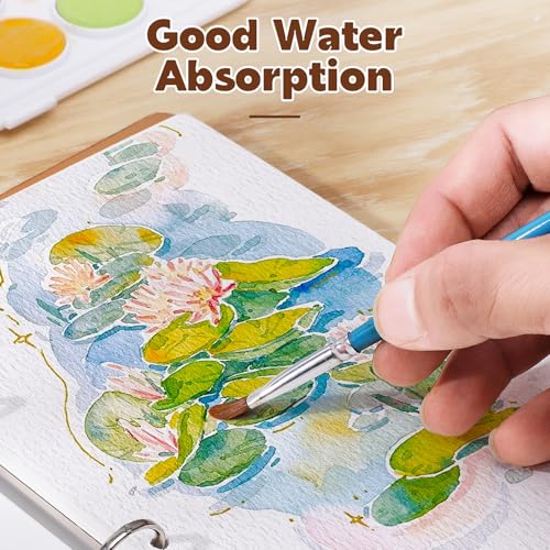Prudiut 30 Sheets Watercolor Sketchbook, 140 lb/300 GSM Watercolor Journal Cold Press Paper for Painting, Drawing, Mixed Media(9.1x6.3 in, Brown) - color: Brown