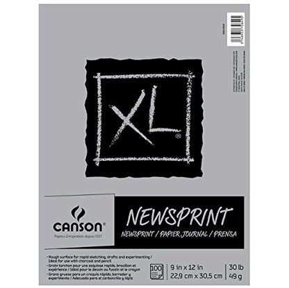 Canson XL Series Newsprint Paper, Foldover Pad, 9x12 inches, 100 Sheets (30lb/49g) - Artist Paper for Adults and Students - size: 9" x 12" (100 Sheets), style: 9" x 12" (100 Sheets)