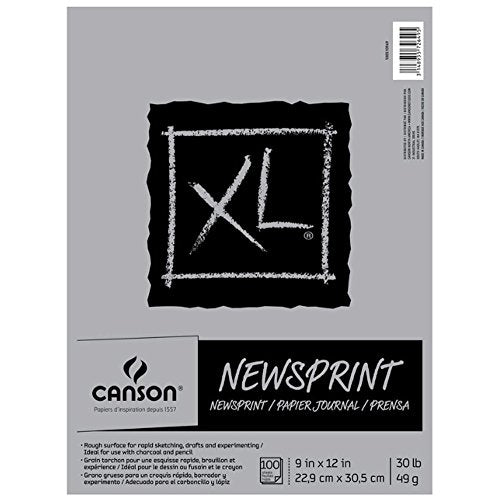 Canson XL Series Newsprint Paper, Foldover Pad, 9x12 inches, 100 Sheets (30lb/49g) - Artist Paper for Adults and Students - size: 9" x 12" (100 Sheets), style: 9" x 12" (100 Sheets)