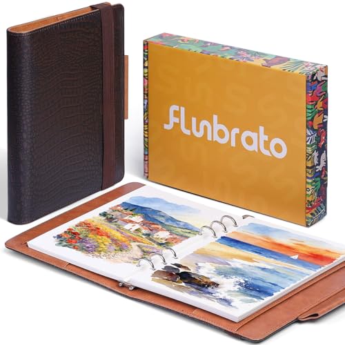 Watercolor Sketchbook A5 (8.3" x 5.8"), 24 Sheets 100% Cotton Hot Press 300GSM 140LB, Refillable Paper with Dual-Sided Consistent Texture, for Watercolor, Gouache, Acrylic & Mixed Media - color: Dark Brown