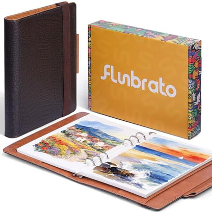 Watercolor Sketchbook A5 (8.3" x 5.8"), 24 Sheets 100% Cotton Hot Press 300GSM 140LB, Refillable Paper with Dual-Sided Consistent Texture, for Watercolor, Gouache, Acrylic & Mixed Media - color: Dark Brown