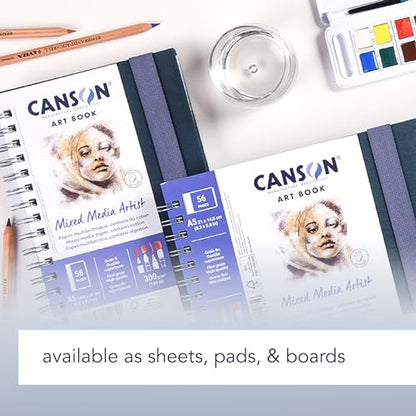 Canson Artist Series Mixed Media Book, Side Wire Bound, 7x10 inches, 40 Sheets - Lay Flat Art Notebook for Painting, Sketching, Drawing - size: 7"X10"