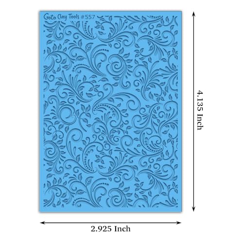 GOTO CLAY TOOLS Ornamental Texture Sheets for Polymer Clay, Achieves the Same Texture as a Polymer Clay Roller, Floral Vine Texture mat for Polymer Clay – TM-557