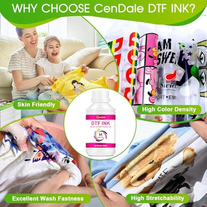 CenDale Premium DTF Magenta Ink - 500ML DTF Transfer Ink for PET Film, Refill DTF Ink for Epson ET-8550, ET-8500, L1800, L800, R2400, R1390, P400, P800, XP15000, Heat Transfer Printing Direct to Film - color: Magenta, style: DTF Ink