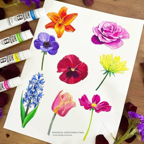 Turner Colour Works Design Gouache Concentrated Permanent Color - 25ml Tube, Brilliant Red Violet - Watercolor Paint, Made in Japan, Opaque Layering Abilities