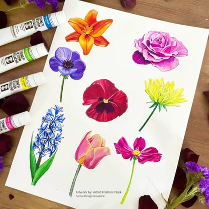 Turner Colour Works Design Gouache Concentrated Permanent Color - 25ml Tube, Pink - Watercolor Paint, Made in Japan, Opaque Layering Abilities