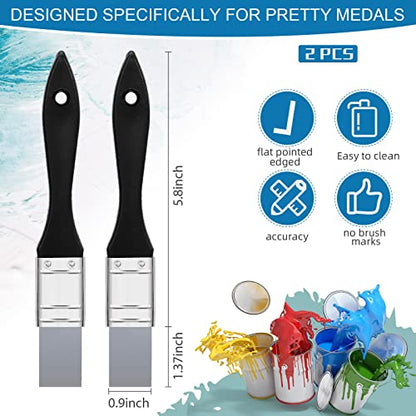 2 Pcs 1 Inch Silicone Painting Brush for Crafts Art Glue Resin Wide Flat Craft Solid Flexible Acrylic and Water Based Painting Tool for Student Classroom Paint Stains(1 Inch Wide)