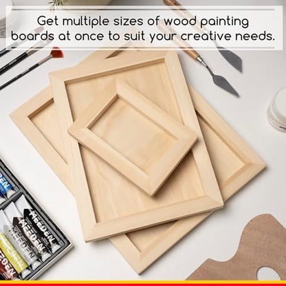 MEEDEN Unfinished Wood Canvas Kit: 3/4" Deep 5x7 8x8 11x14 Wooden Canvas Panel - 6 Pcs of Cradled Wood Art Boards for Pouring Art, Crafts, Painting - size: 5x7 9x12 11x14 - 6 Pack