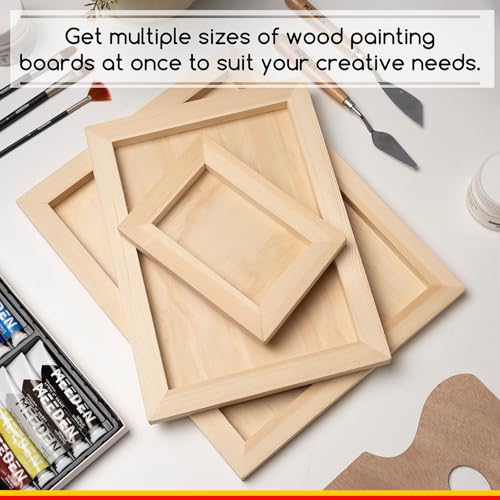 MEEDEN Unfinished Wood Canvas Kit: 3/4" Deep 5x7 8x8 11x14 Wooden Canvas Panel - 6 Pcs of Cradled Wood Art Boards for Pouring Art, Crafts, Painting - size: 5x7 9x12 11x14 - 6 Pack