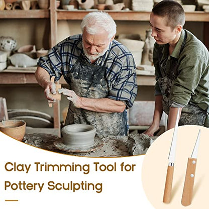 Amylove 3 Pieces Pottery Tools Cutting Clay Trimming Tool Includes Wood and Wire Bevel Cutter Fettling Knife for Pottery and Ceramics and Sculpting(Natural) - color: Natural