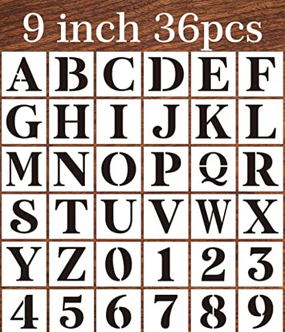 9inch Alphabet Stencils for Painting Reusable Letter Stencils Large Letters Drawing Templates for Art Crafts Holiday Decor - size: 9inch