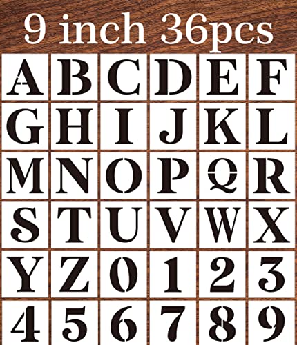 9inch Alphabet Stencils for Painting Reusable Letter Stencils Large Letters Drawing Templates for Art Crafts Holiday Decor - size: 9inch