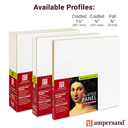 Ampersand Artist Panel Canvas Texture Surface for Painting, 3/8 Inch Depth, 9X12 Inch (AP9M912) - size: 9X12, style: 3/8" Flat