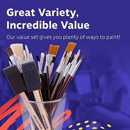 Artlicious Foam Brushes Wood Handle Brush Set - Use with Craft, Watercolor, Oil, Gouache Paints, Face Art, Miniature Detailing and Rock Painting - style: 25 Pack-2