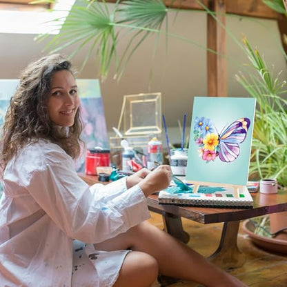 Cholemy 36 Pcs Paint and Sip Kit for Adults 8''x10'' Pre Drawn Canvas for Painting DIY Afro Acrylic Painting Kit Wood Easel Brushes Date Night Bulk for Summer 4th of July Party Gift(Butterfly) - style: Butterfly