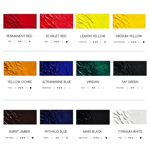 MEEDEN Artist Oil Paint Set - 12 Colors x 60ml/2oz Tubes - Art Supplies for Canvas Painting - color: 12 Colors, style: 60ml/2oz