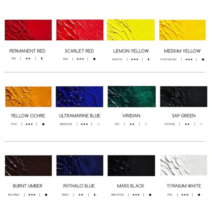 MEEDEN Artist Oil Paint Set - 12 Colors x 60ml/2oz Tubes - Art Supplies for Canvas Painting - color: 12 Colors, style: 60ml/2oz