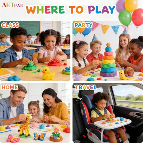 ARTPAR Air Drying Clay Kids 102 Colors, Modeling Magic Clay Kit with Sculpting Tools,Soft and Non-Sticky,Classroom Activities & Art and Crafts Creative Play Gifts for Boys & Girls Age 3-12 - color: 102 Colors