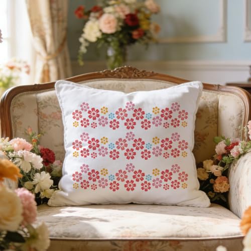 2 Pcs Spring Flower Silk Screen Stencil, Leaf Border Self-Adhesive Reusable Silk Screen Printing Stencils Templates for Painting on Wood, T-Shirt, Fabric, Wall, Home Craft Decor - style: Spring Flower