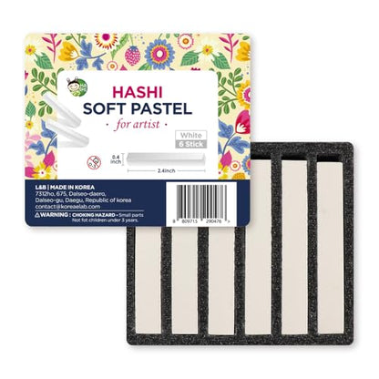 HA SHI Professional Soft Chalk Pastels for Adult Artists, Square Artist Grade Drawing Media, White, 6 Sticks - color: White (6 Sticks)