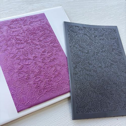 Mushroom Pumpkin Polymer Clay Texture Sheets Mats for Polymer Clay Earrings Making Leaves Nuts Texture Impressions DIY Tools for Pottery Earrings Jewelry Making DIY Craft Supply