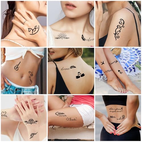9 Temporary Tattoo Stencils, 117 PCS Henna Stencils Reusable Tattoo Stencils for Face Body Art Painting for Women Men Adults Kids - color: 9 sheets, 117 pcs
