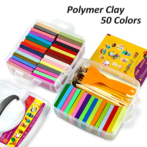 Aestd-ST Polymer Clay 50+50 Colors, DIY Modeling Clay for Kids, Oven Baked Model Clay, Non-Toxic, Non-Sticky,with Sculpting Tools, Halloween Christmas Gift for Children and Artists. (50+50 Colors)