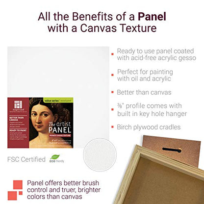 Ampersand Art Supply Wood Gesso Art Painting Panel: Canvas Texture, 3/4" Cradled Profile, 5"x5" - size: 5"x5", style: 3/4" Cradled