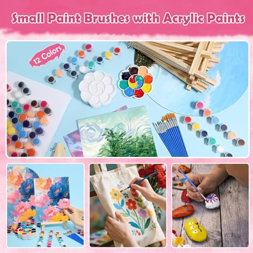42 Pcs Sip and Paint Kit for Adults Couples Date Night Paint Party | 8x10 Inch Art Canvas Boards with Easel Stand, Mini Acrylic Paint & Brushes Paint Party Supplies, Valentines Day Painting Kit - color: 3ML Mini Acrylic Paints