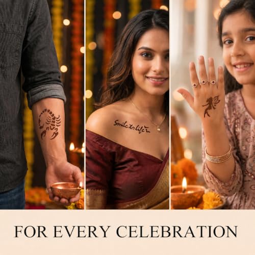 Koogel 524PCS Henna Tattoo Stencil Kit with Pen, Reusable Body Art Templates for Festivals, Parties & Weddings, Perfect DIY Craft Gift for Women, Girls, Kids