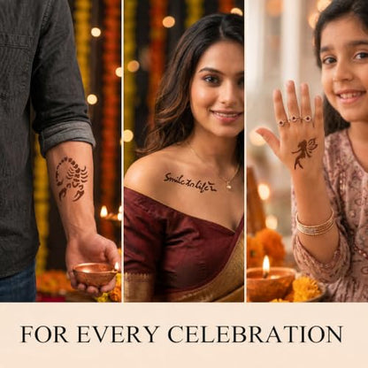 Koogel 524PCS Henna Tattoo Stencil Kit with Pen, Reusable Body Art Templates for Festivals, Parties & Weddings, Perfect DIY Craft Gift for Women, Girls, Kids
