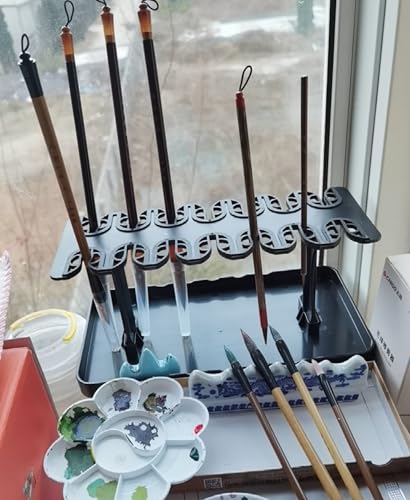 MIXJOY Artist Paint Brushes Drying Rack Holder Bristles Pointing Down Detachable Drawing Pen Brush Organizer Hanger Protection for Long Brushes Thick Acrylic Watercolor Brush Stand