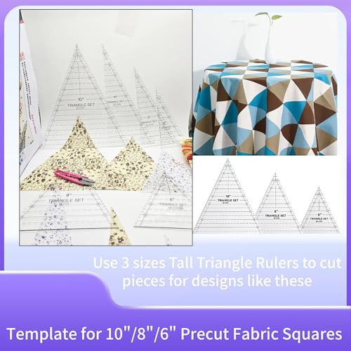 6 Set Tall Triangle Quilting Rulers for Quilting Templates 6 8 10 Inch Wedge Triangle Quilting Rulers and Templates, Sewing Templates for Sewing Cut Measurement DIY Craft Quilting Tools - size: quilting-6
