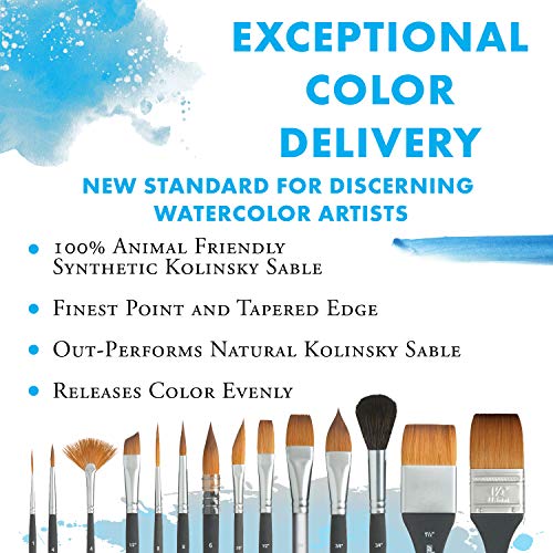 Princeton Aqua Elite, Series 4850, Synthetic Kolinsky Watercolor Paint Brush,Round, 0 - size: Size 0