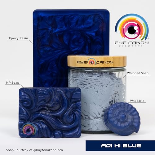 Eye Candy Pigments Premium Blue Mica Powder - Aoi Hi Blue (50gr) - for Epoxy, Resin, Soap, Paint, Woodworking, Acrylic Pouring, Bath Bombs, Fishing Lures - DIY Arts and Crafts Additive - color: Aoi Hi Blue