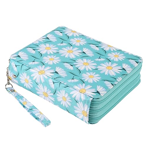 Portable Colored 124 Slots Pencil case Organizer with Printing Pattern for Watercolor Pens or Markers, Pencil Case Organizer for Artist - color: Daisy