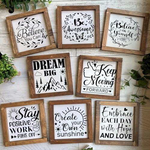 JSRQT 16Pcs Inspirational Word Stencils for Painting, Reusable Plastic Quotes Stencils for Craft, Motivational Drawing Painting Template Kit for DIY Wood Wall Shirt Canvas, and Card Making, 20×20 CM - size: 20*20CM