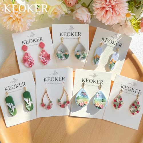 KEOKER Spring Polymer Clay Molds, Polymer Clay Silicone Molds, Butterfly Polymer Clay Mini Molds, 8pcs Earring Molds for Polymer Clay, Polymer Clay Molds for Jewelry(Substitute Micro Clay Cutters) - color: 8PCS Color
