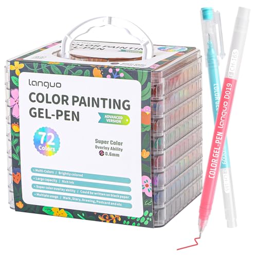 Gel Pens For Coloring, 72 Pack Colored Pens for Black Paper & White Paper, 0.6MM Fine Point Pens for Coloring, Writing, Drawing, Journaling, Note Taking, Office, Home - color: 72PCS-Gift Box-8 stackable layers