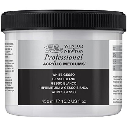 Winsor & Newton Professional Acrylic Medium, White Gesso, 450ml (15.2-oz) - color: White Gesso, style: 450ml (15.2-oz)