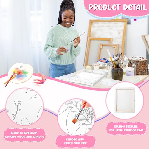 Sherr 75 Pcs 15 Set Sceneries Pre Drawn Canvas Kit for Painting Craft Sip and Paint Kit for Adults Summer Pre Printed Canvas Painting Favor for Virtual DIY Birthday Gifts Adult's Date Party - style: Sceneries