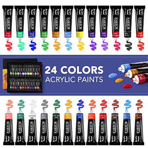 ESRICH Professional Acrylic Paint Set, 60PCS with Painting Brushes,Acrylic Paints,Easel,4 Sizes Blank Canvases,Palette, Paint Knives,Brush Cup and Art Sponges for Adults Hobbyists and Beginners - style: 60