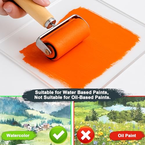 DINGSEN Gel Printing Plate Kit, Complete Printmaking Set with 5” X7” Gel Plate, Brayer, Watercolor Paints, A5 Printmaking Paper, and Essential Tools for Mixed Media Art, Monoprinting, Card Making