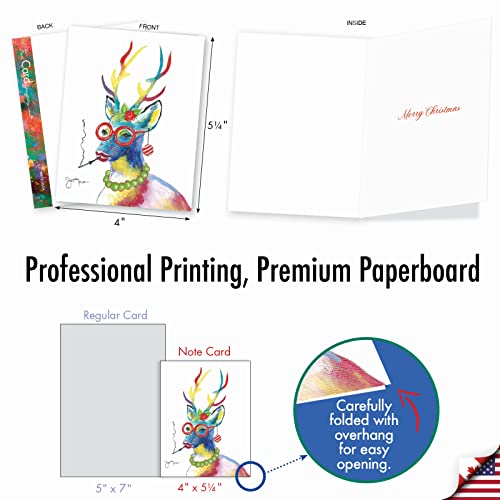 The Best Card Company Variety Pack of 10 Christmas Greeting Cards with Envelopes, Humor Holiday Assortment for Men and Women (10 Designs, 1 Each) - Fancy Reindeer AM6751XSG-B1x10 - style: Fancy Reindeer