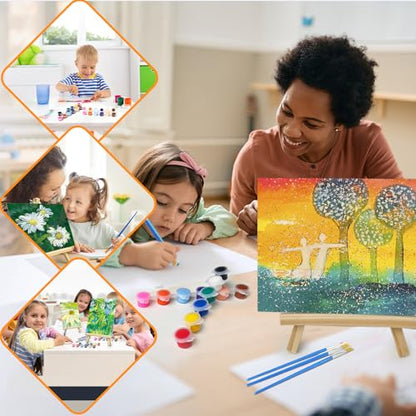 8 Set Mini Acrylic Paint Set, Mini Canvas Painting Kit, Small Canvas with Easel, Acrylic Paints,Brush, Minis Easel with Canvases for Kids Adults Classroom Birthday Painting Party (6 x 8Inch) - color: 6 x 8Inch
