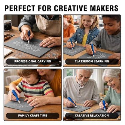 Falling in Art 9 * 12 Linoleum Carving Blocks, 8 Pack Soft Stamp Rubber Blocks for Crafts and Artists Printmaking, Gray,1/8" Thick - color: Gray, size: 9'' x 12'' 8 Pack