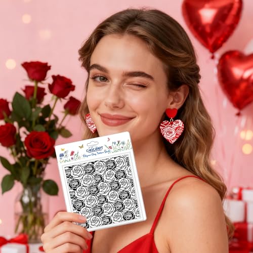 CHGCRAFT 16 Pcs Valentine's Day Set Polymer Clay Texture Sheet Love and Heart Silicone Clay Texture Mat for Polymer Clays Making Earrings Jewelry DIY Crafts 5.5 × 5.5 Inch