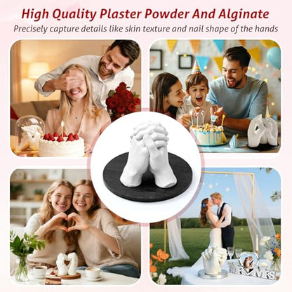 Hand Casting Kit for Couples with Base & Paints, Practice Kit, Hand Mold Kit Couples Perfect for Anniversary, Birthday, Romantic Date Night DIY, Unique Gifts for Boyfriend and Girlfriend