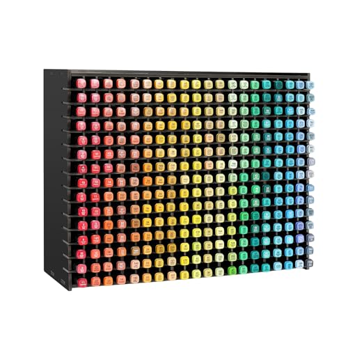 SANFURNEY Art Marker Storage Rack for 300 Markers, Watercolour Brushes Pens Color Pencils Organizer Holder for Desk - Black - size: Rack for 300 Markers - Black
