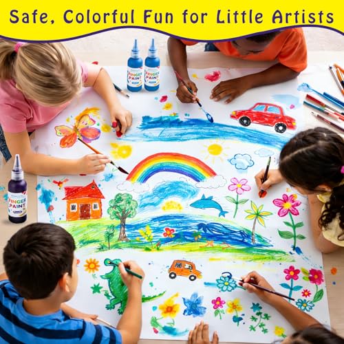 Washable Paint Set, 10 Colors x 60ml (2 fl oz) Squeeze Bottles, Non-Toxic Craft Paint for Paper, Posters, Classroom Art & DIY Projects - color: 10colors